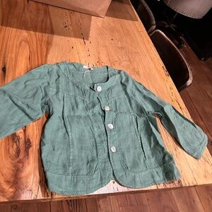 Lands down under green cropped linen jacket